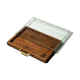 GLASS DISPLAY CASE WITH VINTAGE DRAWER