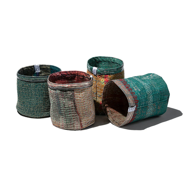 COVERED VINTAGE KANTHA QUILT ORGANIZER / Medium