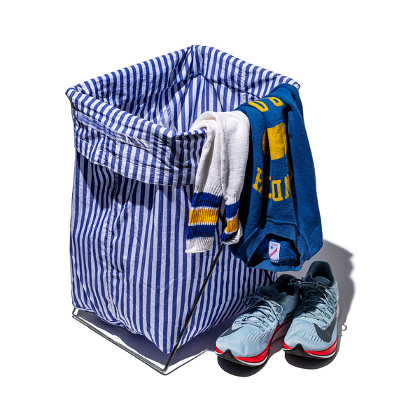 Shirt Fabric Folding Laundry Basket / Blue Narrow Stripe