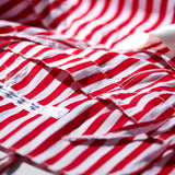 SHIRT FABRIC FOLDING LAUNDRY BASKET / Red Narrow Stripe