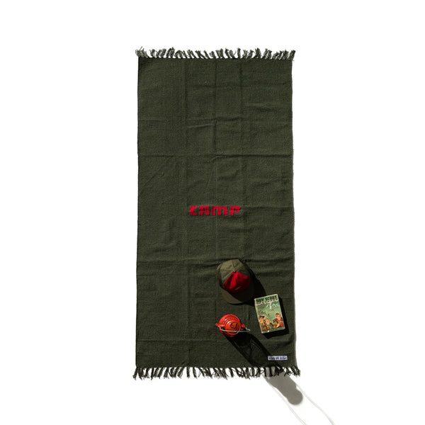 Handloomed Recycle Yarn Camp Rug  / Olive 180 X 90cm