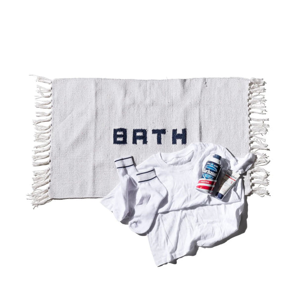 Handloomed Recycle Yarn Bath Mat  / White 45 X 75cm