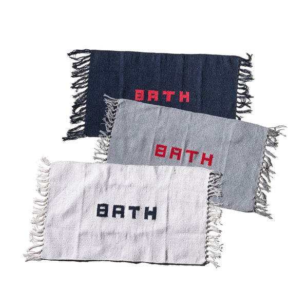 Handloomed Recycle Yarn Bath Mat  / Light Gray 45 X 75cm