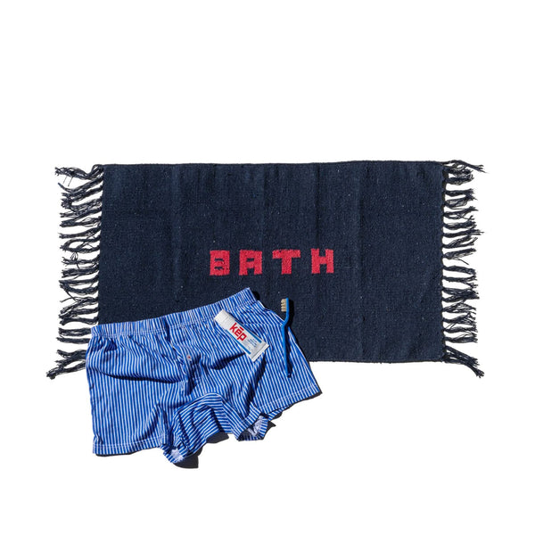 Handloomed Recycle Yarn Bath Mat  / Navy Blue 45 X 75cm