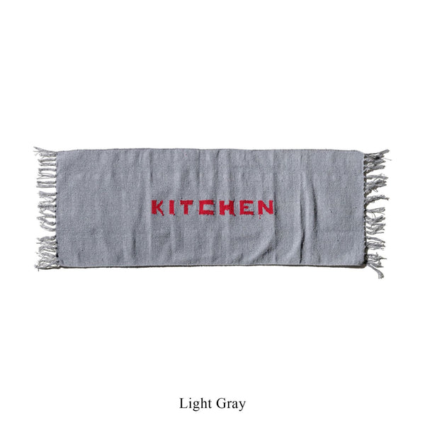 Handloomed Recycle Yarn Kitchen Mat  / Light Gray 45 X 120cm