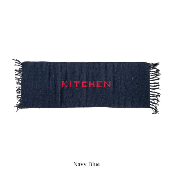 Handloomed Recycle Yarn Kitchen Mat  / Navy Blue 45 X 120cm
