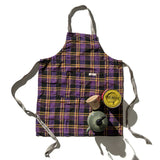 Recycle Cotton Check Apron - Purple Mix