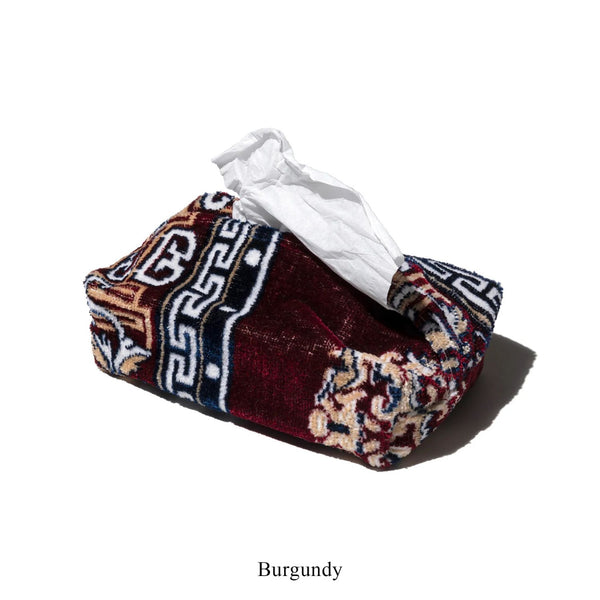 Rug Fabric Tissue Case - Burgundy