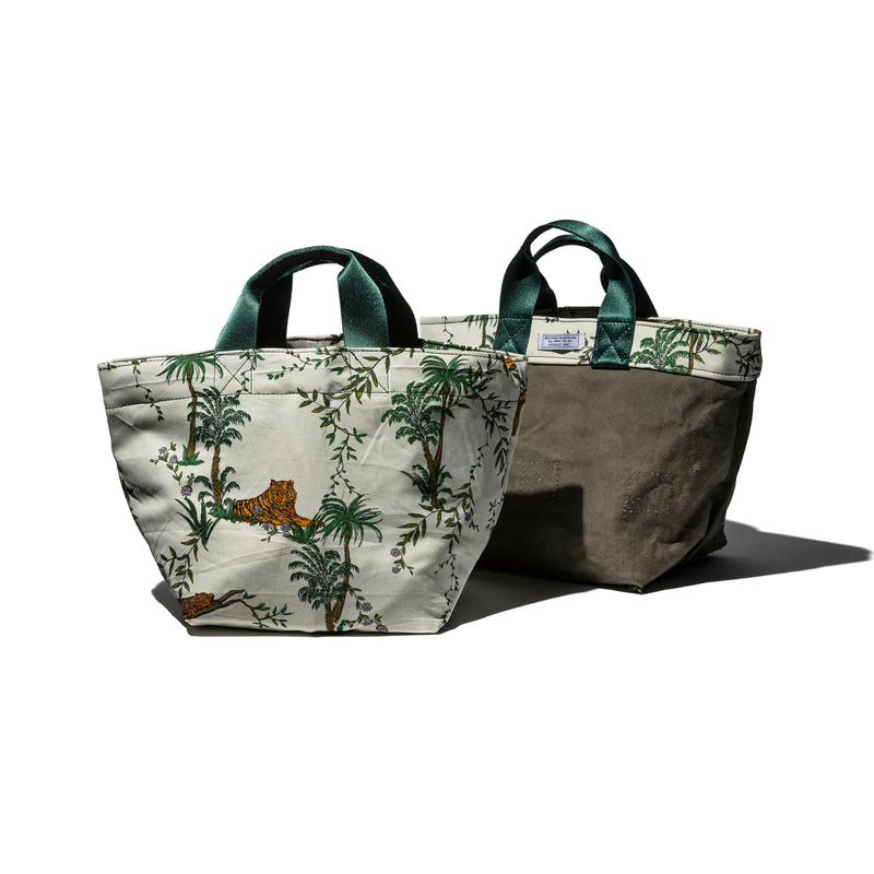 Vintage Tent Fabric with Printed Pattern Bag / Jungle
