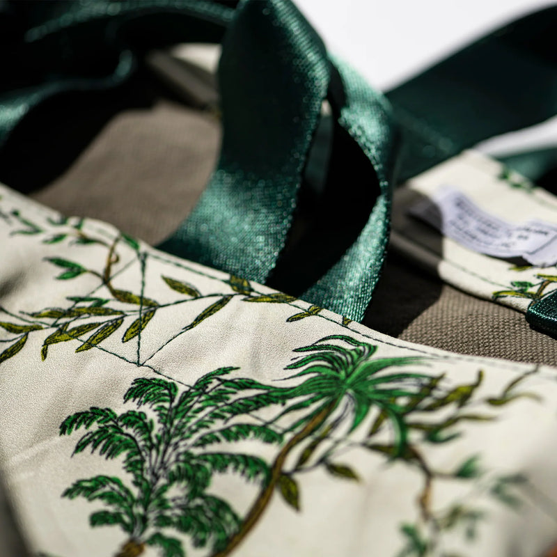 Vintage Tent Fabric with Printed Pattern Bag / Jungle
