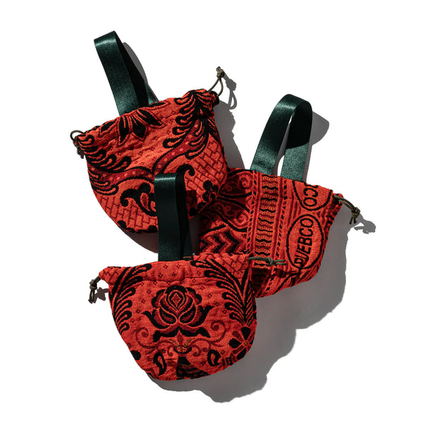 Jacquard Fabric Drawstring Bag - Orange