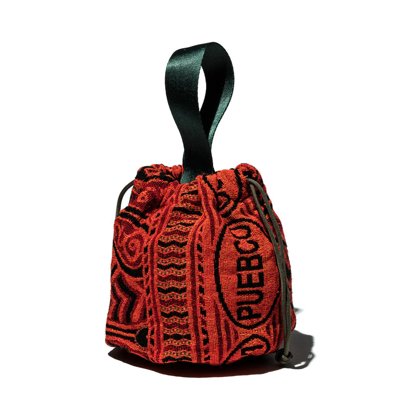 Jacquard Fabric Drawstring Bag - Orange