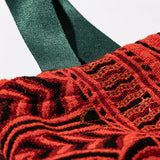 Jacquard Fabric Drawstring Bag - Orange