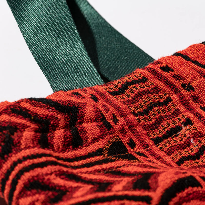 Jacquard Fabric Drawstring Bag - Orange