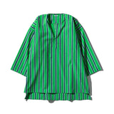 Cotton Stripe Shirt Crew Neck / Green