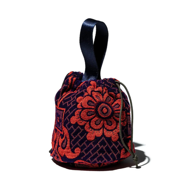 Puebco Canada Jacquard Fabric Drawstring Bag - Navy Blue