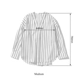 Cotton Stripe Shirt V Neck / Green