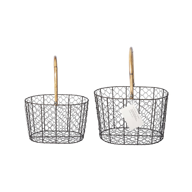 Rattan Handle Wire Basket - Large