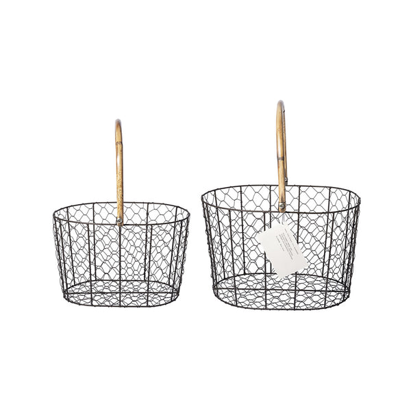 Rattan Handle Wire Basket - Small