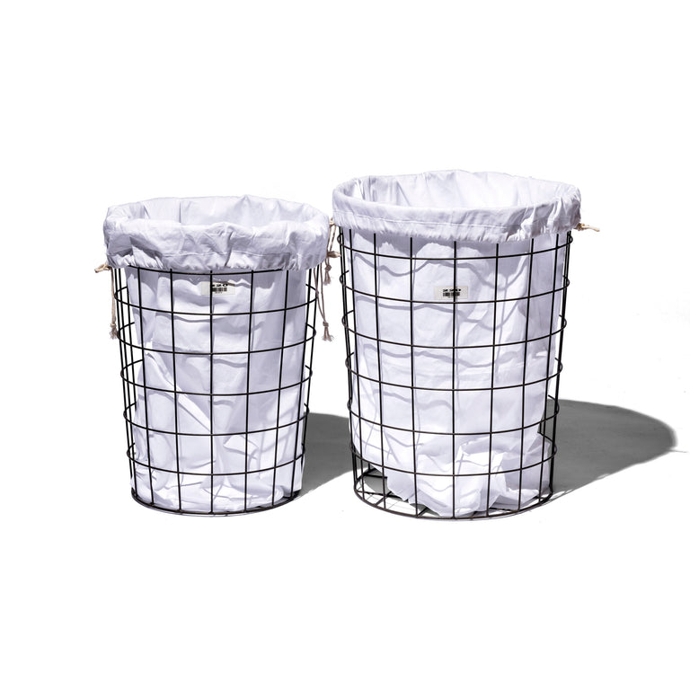 Wire Basket W/ Plain Laundry Bag - Large