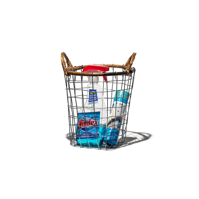 RATTAN TOP WIRE BASKET / Small