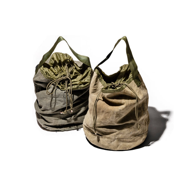 VINTAGE MATERIAL DRAWSTRING BAG